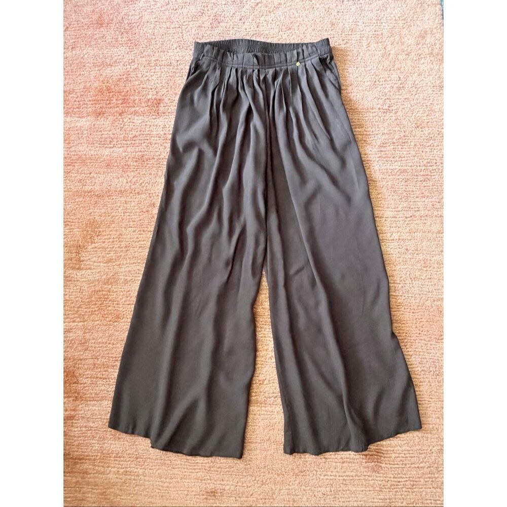 Harlyn Olive Gray Wide Leg Pants XS High Rise Pull On Flowy
